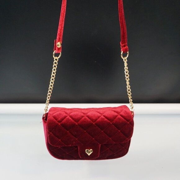 H And M Womens Quilted Shoulder Bag Mini Red Burgundy H&M - Picture 2 of 8